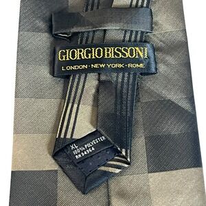 Giorgio Bissoni Tie Extra Long Black Gold Taupe